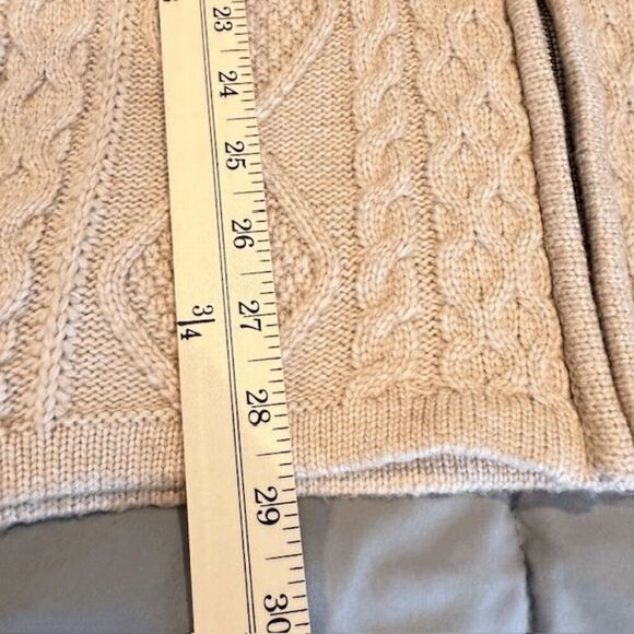 Cupcakes & Cashmere Full Zip Cable Knit Poncho Stand Collar Beige Tan Size M/L - Picture 8 of 9